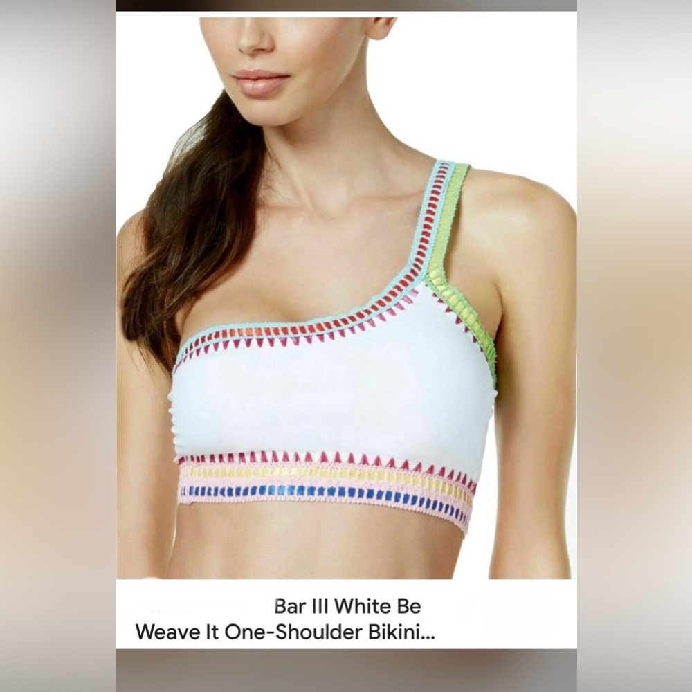 Bar III one shoulder swim bikini top S
